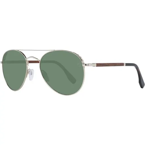 Sunglasses, male, , Size: ONE SIZE Rose Gold Aviator Sunglasses with Green Lenses - Ermenegildo Zegna - Modalova