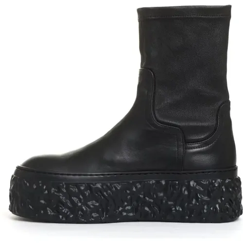 Schwarze Stiefeletten mit Rocksohle , Damen, Größe: 38 1/2 EU - AGL - Modalova