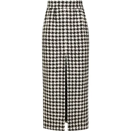 Plaid Wool Skirt Black White Women's , female, Sizes: S - Dolce & Gabbana - Modalova