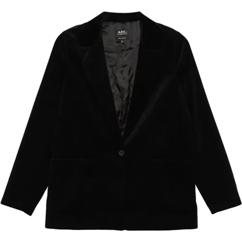 Blazers, female, , Size: 2XS Cotton Velvet Blazer with Peak Lapels - A.p.c. - Modalova