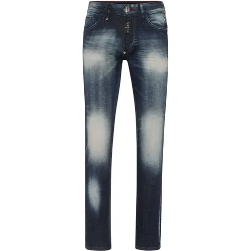 Hexagon Denim Hose mit Logo-Label , Herren, Größe: W31 - Philipp Plein - Modalova