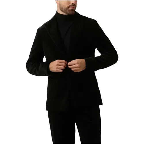 Samt Slim-fit Blazer in Schwarz , Herren, Größe: L - Selected Homme - Modalova