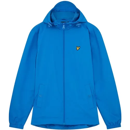 Light Jackets, male, , Size: L Polyester Zip Hooded Jacket - Lyle & Scott - Modalova