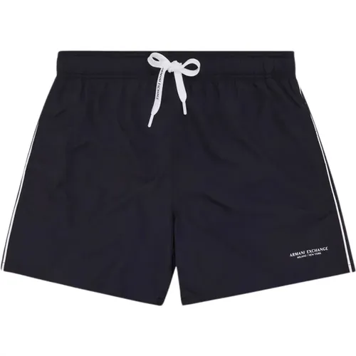 Elastic Waist Beach Boxer Shorts , male, Sizes: S, M - Armani Exchange - Modalova
