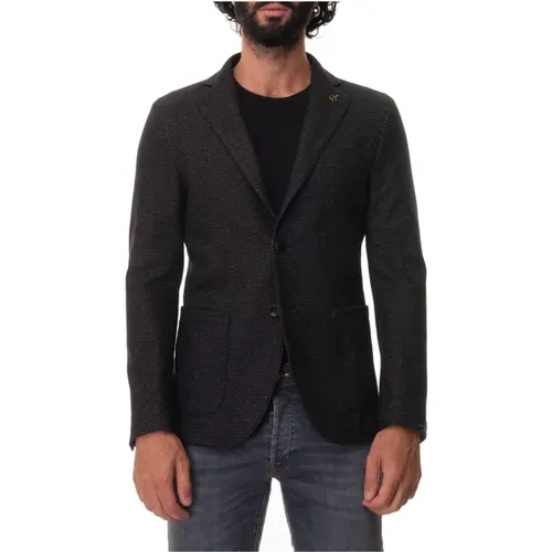 Slim Fit Jersey Jacket with 2 Buttons , male, Sizes: S, L - Paoloni - Modalova