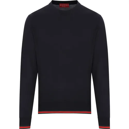 Sweatshirts, male, , Size: L Dark Wool Knit Sweater - Gucci - Modalova