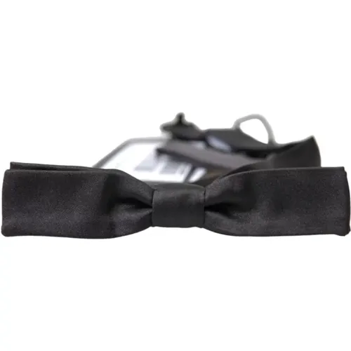 Bowties, male, , Size: ONE SIZE Dark Grey Silk Men's Bow Tie - Dolce & Gabbana - Modalova