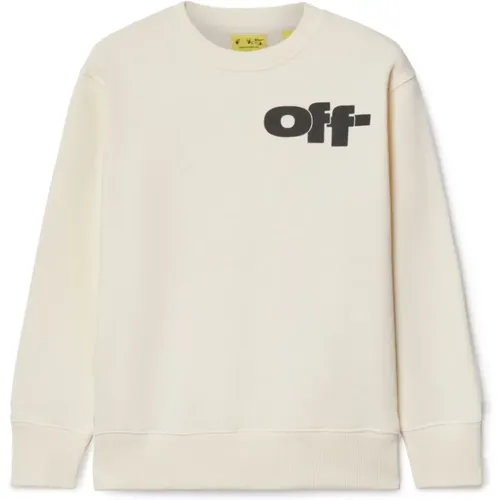 Cremefarbener Logo-Print-Pullover - Off White - Modalova