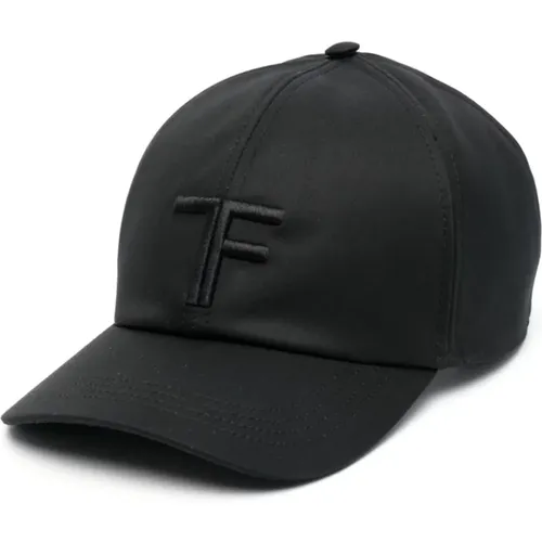 Caps, male, , Size: S/M Cotton Cap with Monogram Embroidery - Tom Ford - Modalova