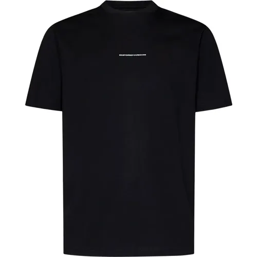 Schwarzes Baumwoll-Jersey-Rundhals-T-Shirt , Herren, Größe: S - Emporio Armani - Modalova