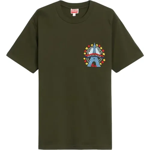 Eiffelturm besticktes T-Shirt , Herren, Größe: L - Kenzo - Modalova