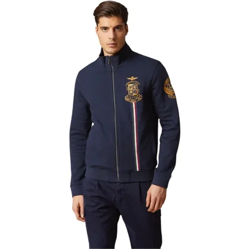 Zip-throughs, male, , Size: 3XL Hoodless Sweatshirt - aeronautica militare - Modalova