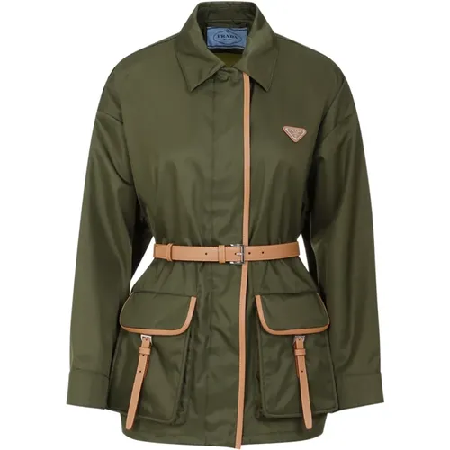 Militärgrüne Field Jacket Damen - Prada - Modalova