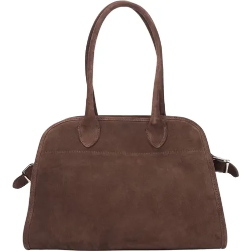 Handbags, female, , Size: ONE SIZE Women's Dark Satchel Handbag made of Premium Italian Velour Er00116693 - Estro - Modalova