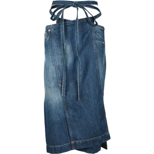 Denim Skirts, female, , Size: XS Denim Wrap Skirt with Pockets - SPORTMAX - Modalova
