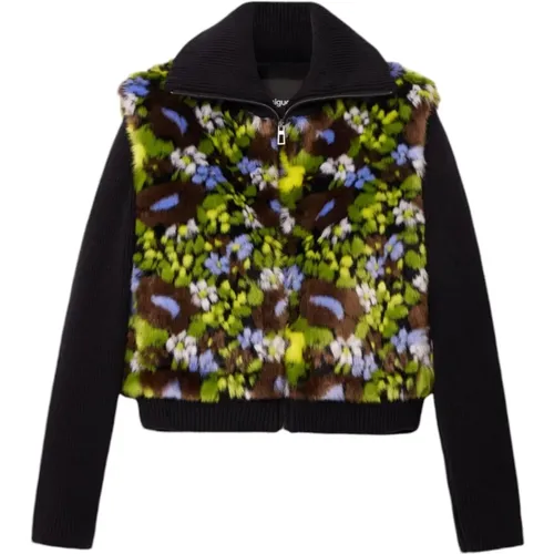 Floral Zip-Up Jacket , female, Sizes: L, S, M - Desigual - Modalova