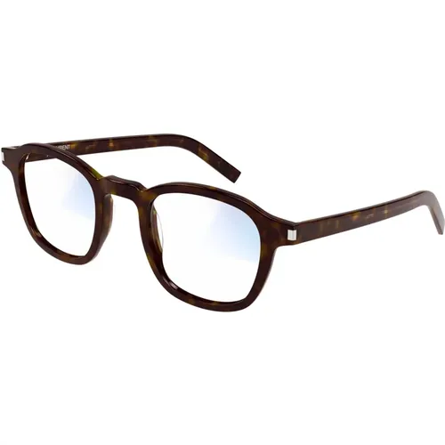 SL 549 Slim Sunglasses in Havana/Blue , male, Sizes: 47 MM - Saint Laurent - Modalova