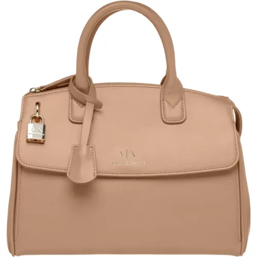 Faux Leather Handbag with Flap Pocket , female, Sizes: ONE SIZE - Armani Exchange - Modalova