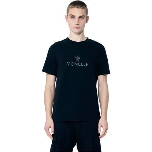 Baumwolljersey Logo Applikation T-Shirt , Herren, Größe: XL - Moncler - Modalova