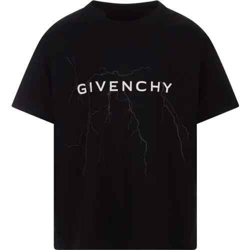 Schwarzes T-Shirt mit Blitzmuster , Herren, Größe: L - Givenchy - Modalova