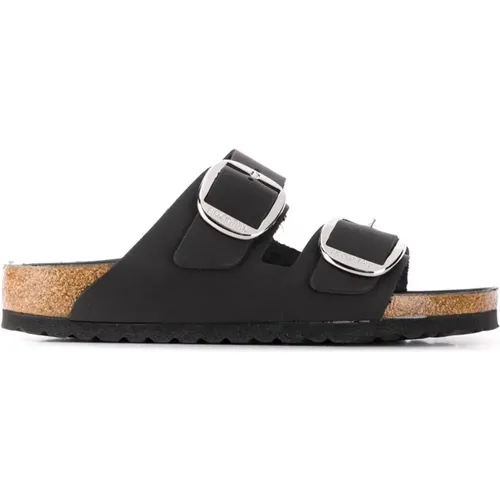 Sliders, female, , Size: 10 US Leather Sandals with Cork Footbed - Birkenstock - Modalova