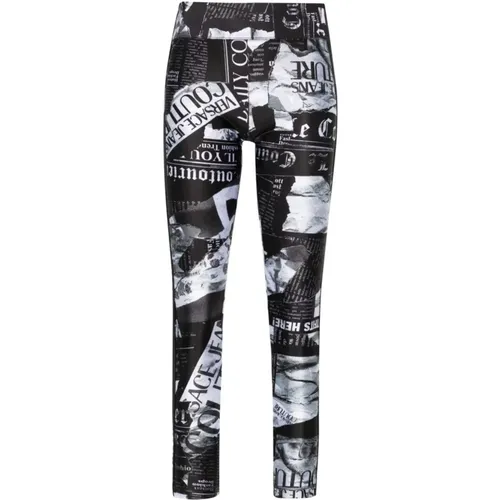 Schwarze Hose mit Lycra-Print , Damen, Größe: M - Versace Jeans Couture - Modalova