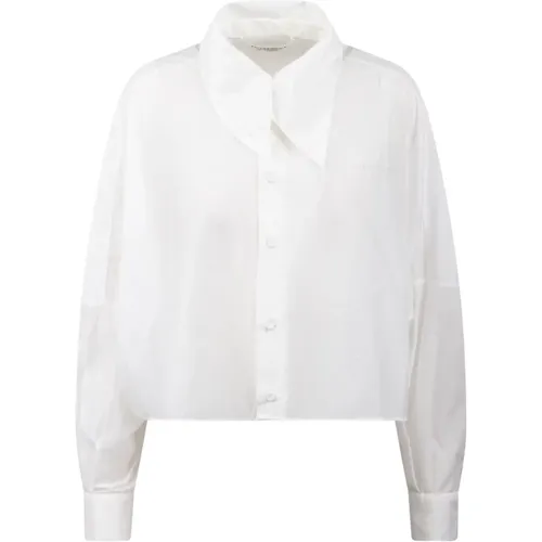 Cropped Cotton Shirt with Button Details , female, Sizes: S - Philosophy di Lorenzo Serafini - Modalova