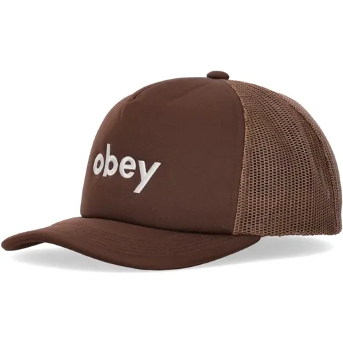 Caps, male, , Size: ONE SIZE Curved Visor Trucker Cap - Obey - Modalova