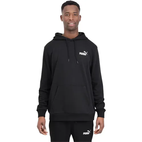 Schwarzer Essentials Small Logo Hoodie , Herren, Größe: L - Puma - Modalova