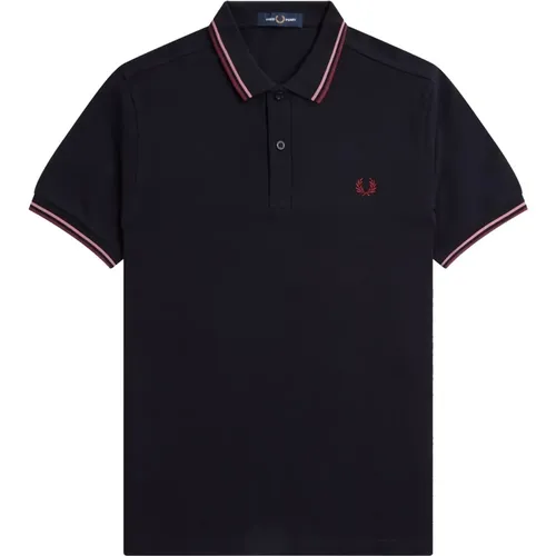 Polo Shirts, male, , Size: M Slim Fit Twin Tipped Polo Navy - Fred Perry - Modalova