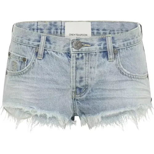 Niedrig sitzende Jeansshorts in Hellblau , Damen, Größe: W28 - One Teaspoon - Modalova