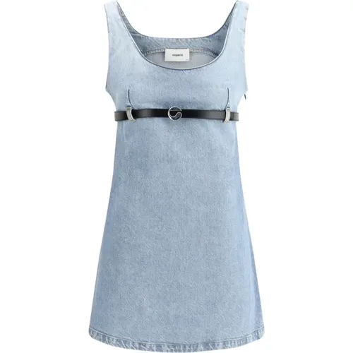 Short Dresses, female, , Size: M Denim Shift Dress with Belt - Coperni - Modalova
