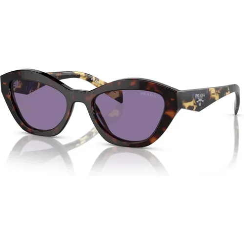 Stilvolle Sonnenbrille in Havana/Violet , Damen, Größe: 52 MM - Prada - Modalova