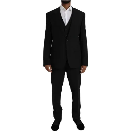 Single Breasted Suits, male, , Size: 2XL 3 Piece Suit Staff Style - Dolce & Gabbana - Modalova