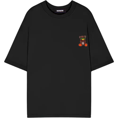 Schwarzes Crew Neck T-shirt Teddy , Herren, Größe: M - BARROW - Modalova