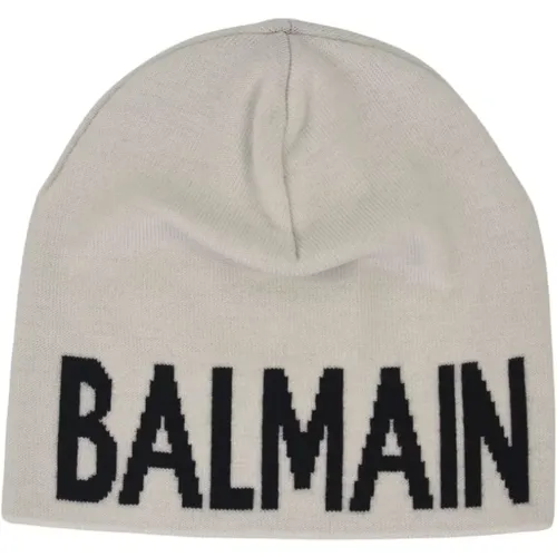 Beanies, unisex, , Size: ONE SIZE Embroidered Wool Beanie Hat - Balmain - Modalova