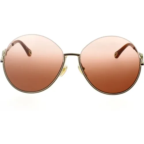 Trendy Oversized Round Sunglasses with Enamel Finish and Inverted Gradient Lenses , female, Sizes: 61 MM - Chloé - Modalova