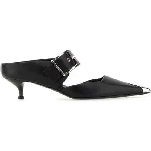 Schwarzer Leder-Hardware-Sabot,Hohe Absatzschuhe - alexander mcqueen - Modalova