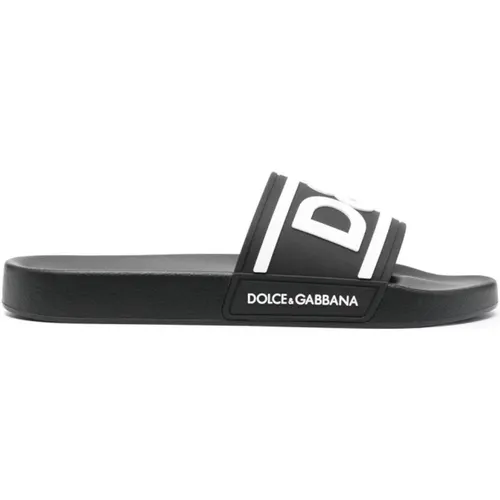 Branded Pool Sliders , male, Sizes: 9 UK, 6 UK, 7 UK - Dolce & Gabbana - Modalova