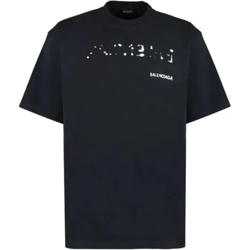 Distressed Logo T-Shirt in , male, Sizes: S, XS - Balenciaga - Modalova