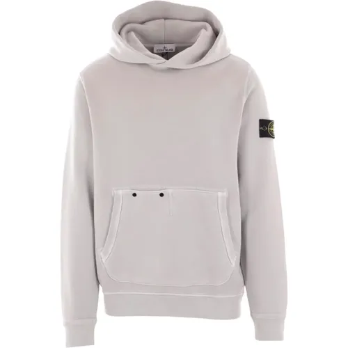 Grey Hooded Cotton Jersey Sweater , male, Sizes: S - Stone Island - Modalova