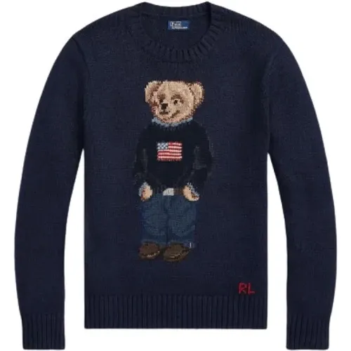Round-neck Knitwear, female, , Size: M Jacquard Polo Bear Sweater - Polo Ralph Lauren - Modalova