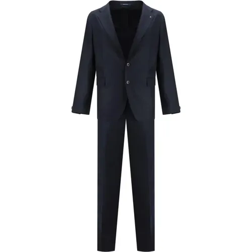 Single Breasted Suits, male, , Size: S Virgin Wool Complete Suit with Peaked Lapels and Classic Pants - Tagliatore - Modalova