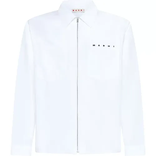 Cotton Shirt with Zip Fastening , male, Sizes: L - Marni - Modalova