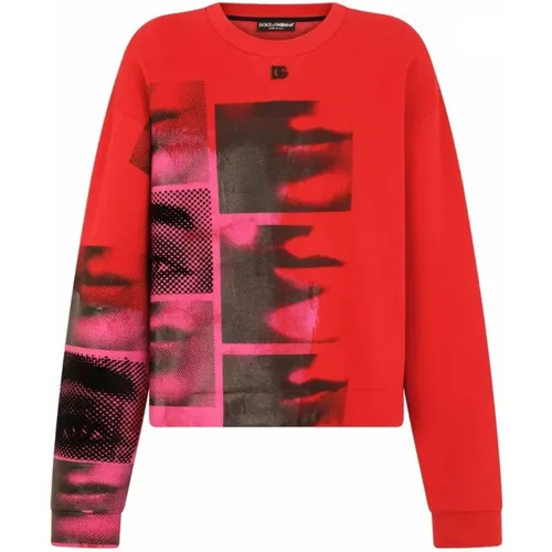 Sweatshirt mit Grafikdruck und Kordelzugsaum - Dolce & Gabbana - Modalova