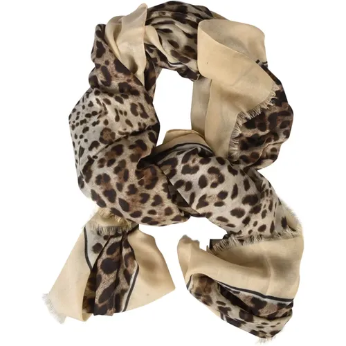 Leopard Print Scarf Leo Bordo Nudo - Dolce & Gabbana - Modalova