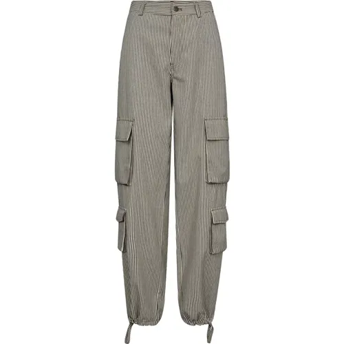 Cargo Pants with Side Pockets and Striped Print , female, Sizes: XS, XL, M, L - Co'Couture - Modalova