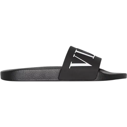 Sliders, male, , Size: 7 US Slide Sandals Vltn Logo - Valentino Garavani - Modalova