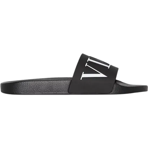 Schwarze Slide-Sandalen mit VLTN-Logo , Herren, Größe: 40 EU - Valentino Garavani - Modalova
