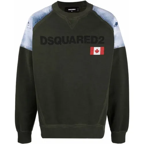 Sweatshirts, male, , Size: XL Military Cotton Sweatshirt - Dsquared2 - Modalova